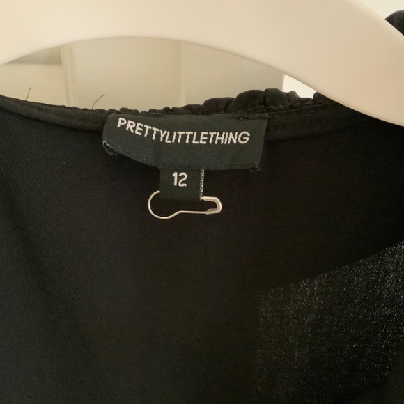 PrettyLittleThing UK 12 Ruffle Black Wrap Dress - Picture 7 of 9